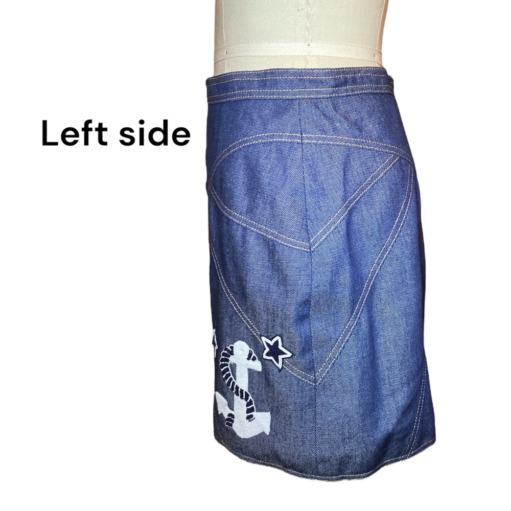 Luxury Designer Andrew GN | Resort Mini Skirt w/ Glass Bead Stars Denim 4th July - Picture 5 of 16